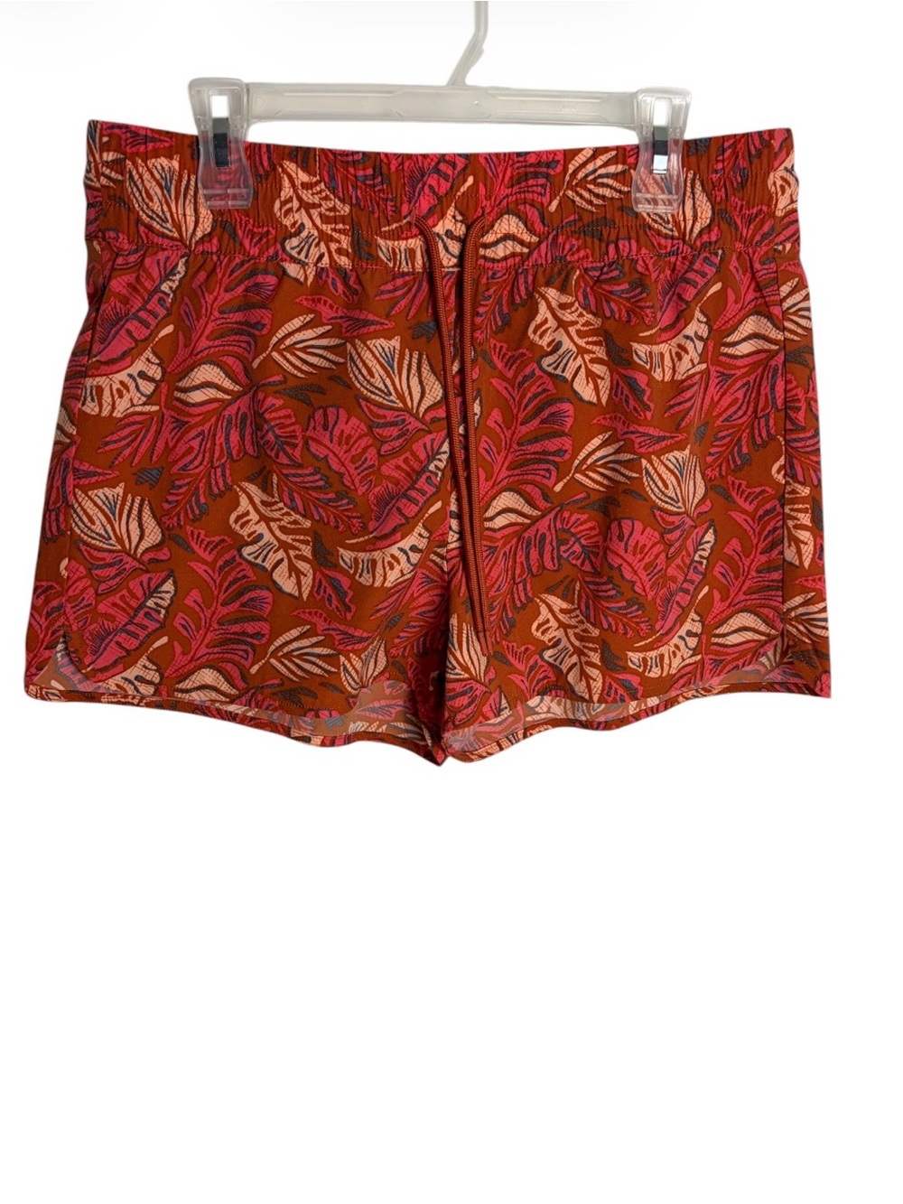 NWT tropical floral foliage leaf nylon UPF 50+ swim shorts size M